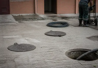 Arqueta comunitaria abierta en un patio de vecinos de Valencia